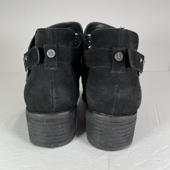Sam Edelman Pierson Ankle Bootie Size 8.5 Black Suede Woven Cutout Studded Strap - Picture 4 of 12